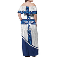 Custom Finland Football Off Shoulder Maxi Dress Suomen jalkapallomaajoukkue
