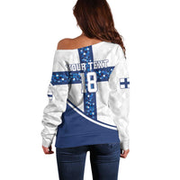 Custom Finland Football Off Shoulder Sweater Suomen jalkapallomaajoukkue