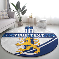 Custom Finland Football Round Carpet Suomen jalkapallomaajoukkue