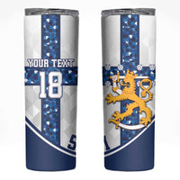Custom Finland Football Skinny Tumbler Suomen jalkapallomaajoukkue