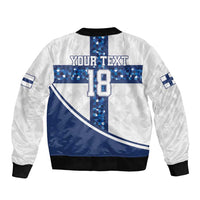 Custom Finland Football Sleeve Zip Bomber Jacket Suomen jalkapallomaajoukkue