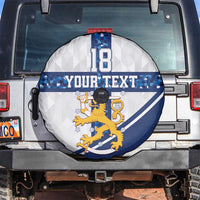 Custom Finland Football Spare Tire Cover Suomen jalkapallomaajoukkue