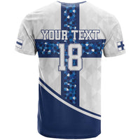 Custom Finland Football T Shirt Suomen jalkapallomaajoukkue