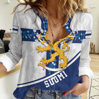 Custom Finland Football Women Casual Shirt Suomen jalkapallomaajoukkue