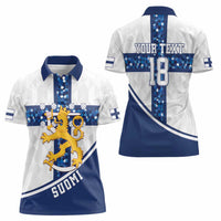 Custom Finland Football Women Polo Shirt Suomen jalkapallomaajoukkue