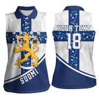Custom Finland Football Women Sleeveless Polo Shirt Suomen jalkapallomaajoukkue