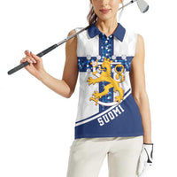 Custom Finland Football Women Sleeveless Polo Shirt Suomen jalkapallomaajoukkue