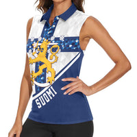 Custom Finland Football Women Sleeveless Polo Shirt Suomen jalkapallomaajoukkue