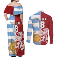 Custom British Lions Argentina Couples Matching Off Shoulder Maxi Dress and Long Sleeve Button Shirt Unique Style - Wonder Print Shop