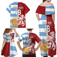 Custom British Lions Argentina Family Matching Off Shoulder Maxi Dress and Hawaiian Shirt Unique Style - Wonder Print Shop