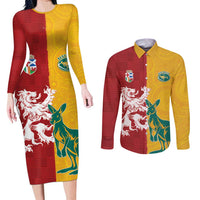 Custom British Lions Australia Couples Matching Long Sleeve Bodycon Dress and Long Sleeve Button Shirt Unique Style - Wonder Print Shop