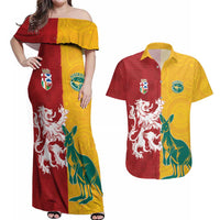 Custom British Lions Australia Couples Matching Off Shoulder Maxi Dress and Hawaiian Shirt Unique Style - Wonder Print Shop