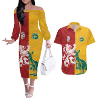 Custom British Lions Australia Couples Matching Off The Shoulder Long Sleeve Dress and Hawaiian Shirt Unique Style - Wonder Print Shop
