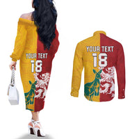 Custom British Lions Australia Couples Matching Off The Shoulder Long Sleeve Dress and Long Sleeve Button Shirt Unique Style - Wonder Print Shop