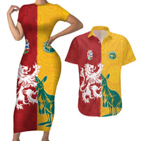 Custom British Lions Australia Couples Matching Short Sleeve Bodycon Dress and Hawaiian Shirt Unique Style - Wonder Print Shop