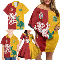 Custom British Lions Australia Family Matching Off Shoulder Short Dress and Hawaiian Shirt Unique Style - Wonder Print Shop