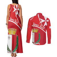 Personalized Malta Cross Coat Of Arms Couples Matching Tank Maxi Dress and Long Sleeve Button Shirt - Wonder Print Shop