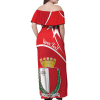 Personalized Malta Cross Coat Of Arms Off Shoulder Maxi Dress - Wonder Print Shop