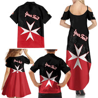 Personalized Malta Cross With Valletta Capital Family Matching Summer Maxi Dress and Hawaiian Shirt - Wonder Print Shop