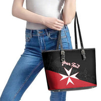 Personalized Malta Cross With Valletta Capital Leather Tote Bag - Wonder Print Shop