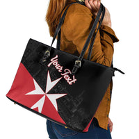 Personalized Malta Cross With Valletta Capital Leather Tote Bag - Wonder Print Shop