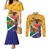 Personalized South Africa Heritage Day Couples Matching Mermaid Dress and Long Sleeve Button Shirt With Traditional Dancer