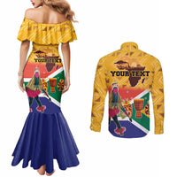 Personalized South Africa Heritage Day Couples Matching Mermaid Dress and Long Sleeve Button Shirt With Traditional Dancer