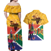 Personalized South Africa Heritage Day Couples Matching Off Shoulder Maxi Dress and Hawaiian Shirt With Traditional Dancer - Wonder Print Shop