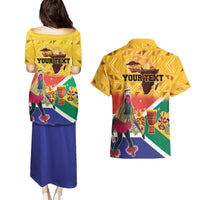 Personalized South Africa Heritage Day Couples Matching Puletasi and Hawaiian Shirt With Traditional Dancer - Wonder Print Shop