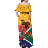 Personalized South Africa Heritage Day Family Matching Off Shoulder Maxi Dress and Hawaiian Shirt With Traditional Dancer - Wonder Print Shop