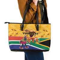 Personalized South Africa Heritage Day Leather Tote Bag With Traditional Dancer - Wonder Print Shop