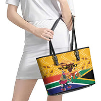 Personalized South Africa Heritage Day Leather Tote Bag With Traditional Dancer - Wonder Print Shop