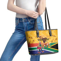 Personalized South Africa Heritage Day Leather Tote Bag With Traditional Dancer - Wonder Print Shop