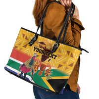 Personalized South Africa Heritage Day Leather Tote Bag With Traditional Dancer - Wonder Print Shop