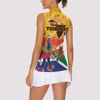 Personalized South Africa Heritage Day Women Sleeveless Polo Shirt With Traditional Dancer - Wonder Print Shop