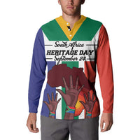 Personalized South Africa Heritage Day Button Sweatshirt Flag Style - Wonder Print Shop