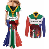 Personalized South Africa Heritage Day Couples Matching Mermaid Dress and Long Sleeve Button Shirt Flag Style