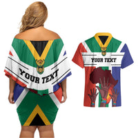 Personalized South Africa Heritage Day Couples Matching Off Shoulder Short Dress and Hawaiian Shirt Flag Style - Wonder Print Shop