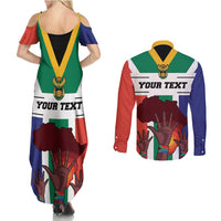 Personalized South Africa Heritage Day Couples Matching Summer Maxi Dress and Long Sleeve Button Shirt Flag Style - Wonder Print Shop
