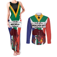 Personalized South Africa Heritage Day Couples Matching Tank Maxi Dress and Long Sleeve Button Shirt Flag Style - Wonder Print Shop