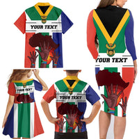 Personalized South Africa Heritage Day Family Matching Long Sleeve Bodycon Dress and Hawaiian Shirt Flag Style - Wonder Print Shop