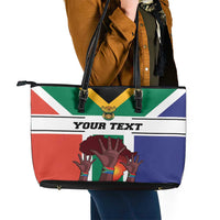 Personalized South Africa Heritage Day Leather Tote Bag Flag Style - Wonder Print Shop