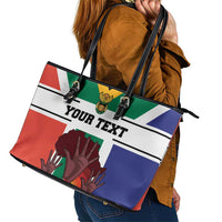 Personalized South Africa Heritage Day Leather Tote Bag Flag Style - Wonder Print Shop