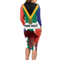 Personalized South Africa Heritage Day Long Sleeve Bodycon Dress Flag Style - Wonder Print Shop