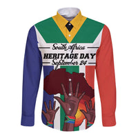 Personalized South Africa Heritage Day Long Sleeve Button Shirt Flag Style - Wonder Print Shop