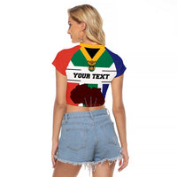 Personalized South Africa Heritage Day Raglan Cropped T Shirt Flag Style - Wonder Print Shop