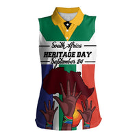 Personalized South Africa Heritage Day Women Sleeveless Polo Shirt Flag Style - Wonder Print Shop
