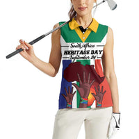 Personalized South Africa Heritage Day Women Sleeveless Polo Shirt Flag Style - Wonder Print Shop