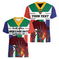 Personalized South Africa Heritage Day Women V-Neck T-Shirt Flag Style - Wonder Print Shop