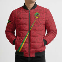 Custom Saint Kitts And Nevis Football Bomber Puffer Jacket Sugar Boyz Red Version - Wonder Print Shop